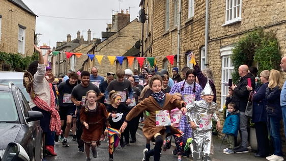 All the runners start the race