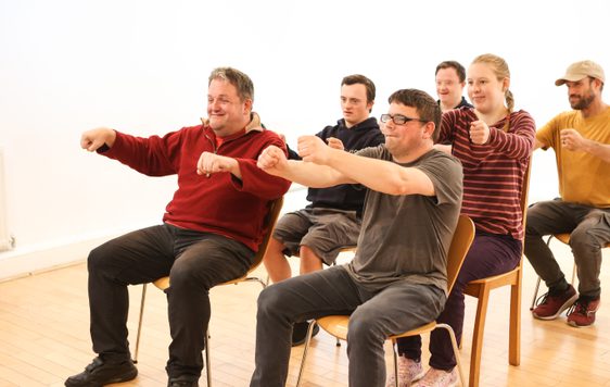 Participants in a taxi cap scene