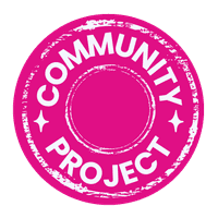 Pink badge which indicates a free access Community Project