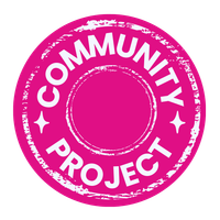 Pink badge which indicates a free access Community Project