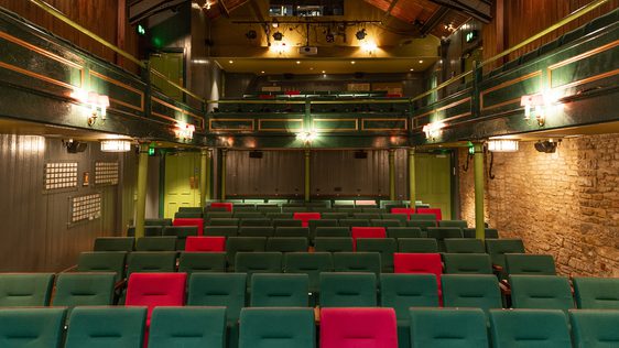 The auditorium, seen from the stage for private cinema hire