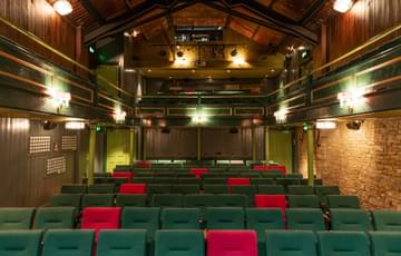 The auditorium, seen from the stage for private cinema hire